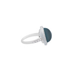Mimi Milano 18k White Gold Diamond + Blue Topaz Ring // Ring Size: 6.75