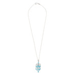 Mimi Milano 18k White Gold Diamond + London Blue Topaz Necklace // Store Display