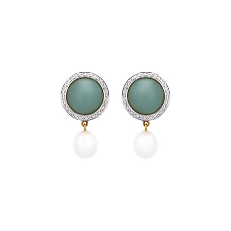 Mimi Milano 18k White Gold Diamond + Aquamarine Earrings // Store Display