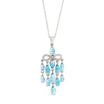 Mimi Milano 18k White Gold Diamond + London Blue Topaz Necklace // Store Display