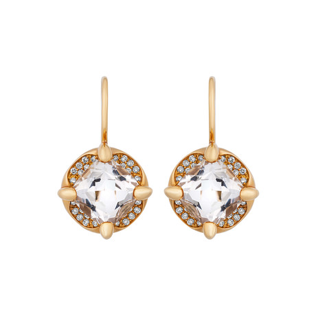 Mimi Milano 18k Two-Tone Gold Diamond + Rock Crystal Earrings // Store Display