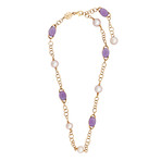 18k Rose Gold Pearl + Amethyst Necklace // 18" // Store Display