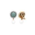 Mimi Milano 18k White Gold Diamond + Aquamarine Earrings // Store Display