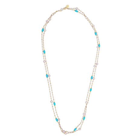 Mimi Milano 18k Yellow Gold Turquoise Necklace // Store Display