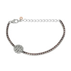 Mimi Milano Sterling Silver Diamond + Pink Sapphire Bracelet