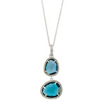 Mimi Milano 18k White Gold Diamond + London Blue Topaz Necklace II