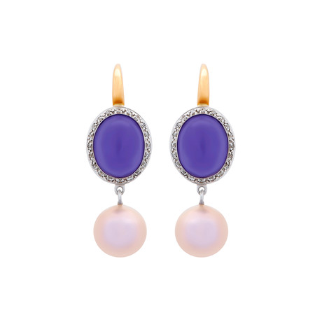 Mimi Milano 18k Two-Tone Gold Diamond + Lavender Jade Earrings // Store Display