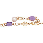 18k Rose Gold Pearl + Amethyst Necklace // 18" // Store Display