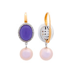 Mimi Milano 18k Two-Tone Gold Diamond + Lavender Jade Earrings // Store Display