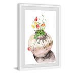 Potted Poppies // Framed Painting Print (8"W x 12"H x 1.5"D)