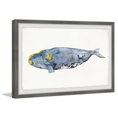 Mossed Whale // Framed Painting Print (12"W x 8"H x 1.5"D)