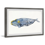 Mossed Whale // Framed Painting Print (12"W x 8"H x 1.5"D)