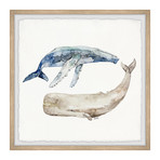 Whale Duo // Framed Painting Print (12"W x 12"H x 1.5"D)