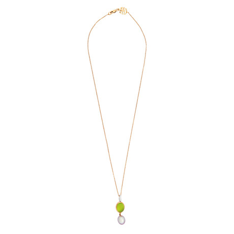 Mimi Milano 18k Two-Tone Gold Diamond + Peridot Necklace