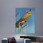 Boy on High Dive // Painting Print on Wrapped Canvas (24"W x 31"H x 1.5"D)