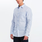 Charlie Slim Fit Long Sleeve Button Down Shirt // White + Sky Blue (M)