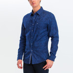 Remi Slim Fit Long Sleeve Button Down Shirt // Navy + White Dots (L)