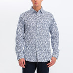 Jacob Slim Fit Long Sleeve Button Down Shirt // White + Blue Leaf (L)