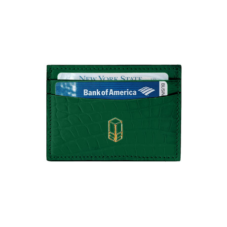 Elemnt // Embossed Leather Card Holder // Green