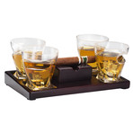 Cigar Holder + Whiskey Glasses Set // Set of 4 + Ash Tray