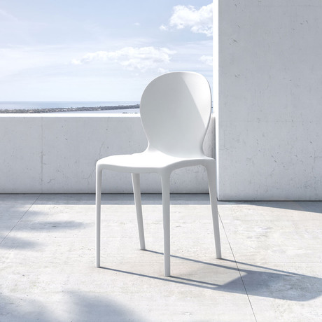 Vieste Stacking Dining Chair // Matte Chalk White // Set of 4