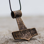 Thor's Hammer Mjolnir Wooden Style Pendant