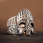 Viking Helmet + Norse Ornament Ring (10.5)