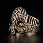 Viking Helmet + Norse Ornament Ring (11.5)
