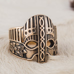 Viking Helmet + Norse Ornament Ring (10.5)