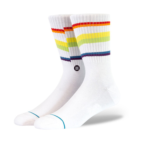 Glitch Rainbow Socks // White // 6-Pack (M)