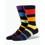 Rainbow Stripe Socks // Black // 6-Pack (L)