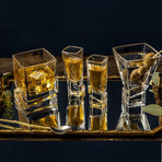 Carre Collection // Set of 2 Whiskey + 2 Martini + 4 Shot Glasses