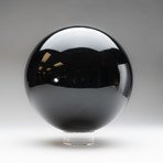 Black Obsidian Sphere + Acrylic Display Stand v.1