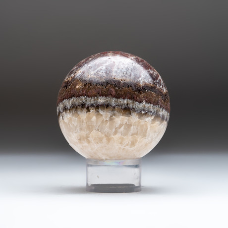 Banded Onyx Sphere + Acrylic Display Stand