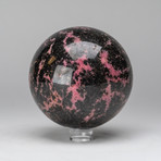 Imperial Rhodonite Sphere + Acrylic Display Stand v.1