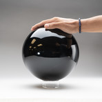 Black Obsidian Sphere + Acrylic Display Stand v.1