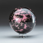 Imperial Rhodonite Sphere + Acrylic Display Stand v.3