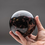 Imperial Rhodonite Sphere + Acrylic Display Stand v.2
