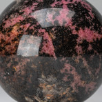 Imperial Rhodonite Sphere + Acrylic Display Stand v.1