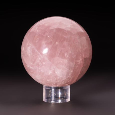 Rose Quartz Sphere + Acrylic Display Stand v.4