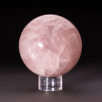 Rose Quartz Sphere + Acrylic Display Stand v.4