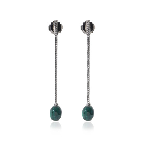 John Hardy Sterling Silver + Malachite Classic Chain Earrings