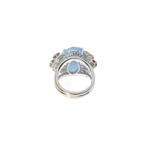 Roberto Coin 18k White Gold Diamond + Aquamarine Ring // Ring Size: 7