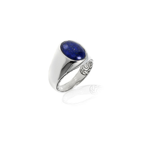 John Hardy Sterling Silver Lapis Lazuli Classic Chain Ring // Ring Size: 10