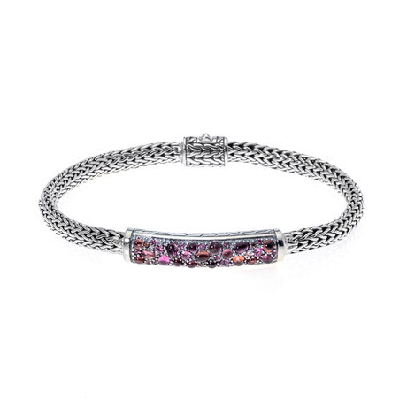 John Hardy Sterling Silver Pink Spinel Classic Chain Bracelet