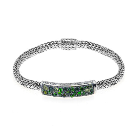 John Hardy Sterling Silver Green Tourmaline Classic Chain Bracelet