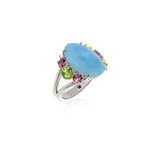 Roberto Coin 18k White Gold Diamond + Aquamarine Ring // Ring Size: 7