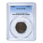 1803 Draped Bust Half-Cent PCGS Certified XF40