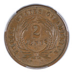 1865 Two Cent Piece PCGS Certified MS62BN