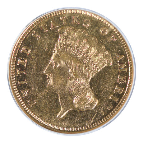 1859 Indian Princess $3 Gold Piece NGC Certified AU58